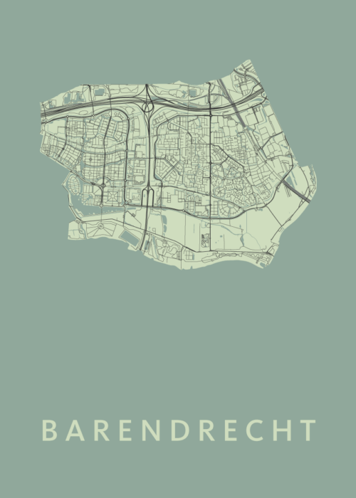 Barendrecht Stadskaart poster Olive
