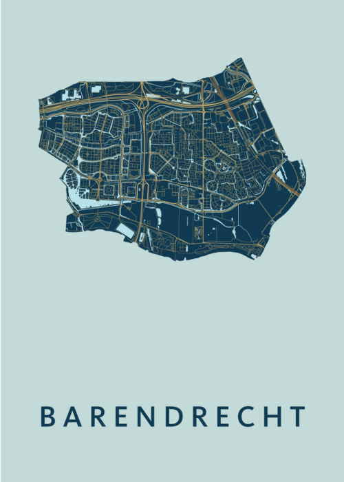 Barendrecht Stadskaart poster Prussian