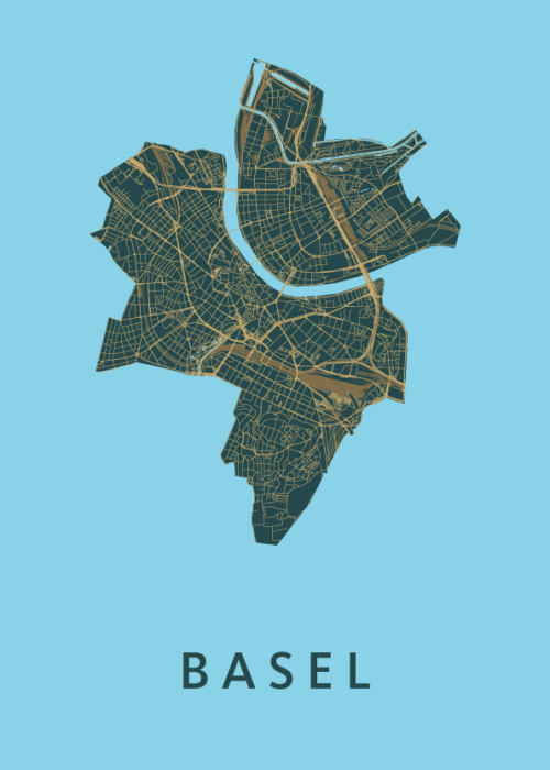 Basel Stadskaart - Azure poster