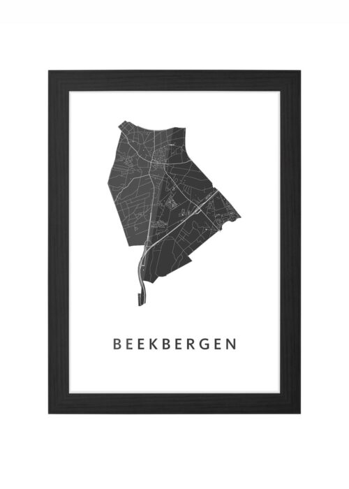 beekbergen kaart poster ingelijst in zwarte lijst