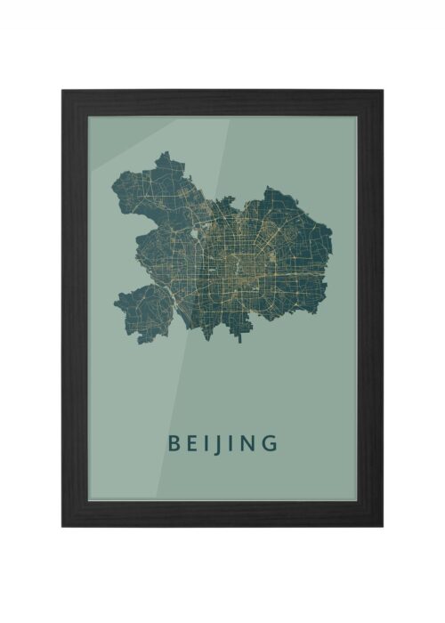 beijing stadskaart poster ingelijst in zwarte lijst
