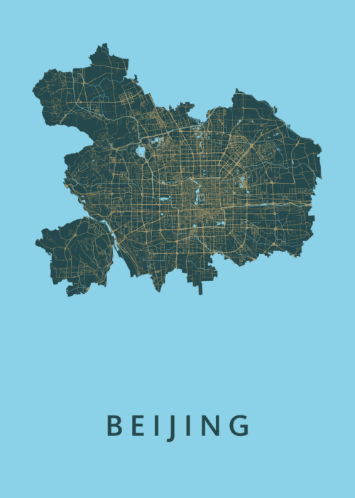 Beijing Stadskaart poster Azure