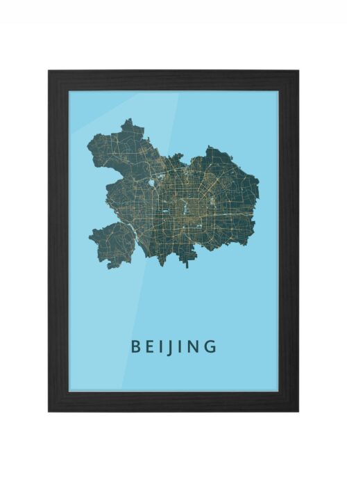 beijing stadskaart poster ingelijst in zwarte lijst
