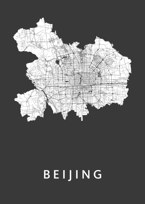 Beijing Stadskaart poster Black