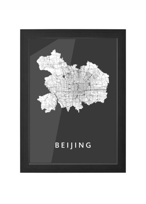 beijing stadskaart poster ingelijst in zwarte lijst
