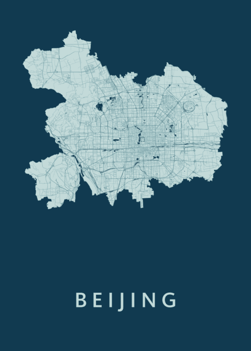 Beijing Stadskaart poster Feldgrau