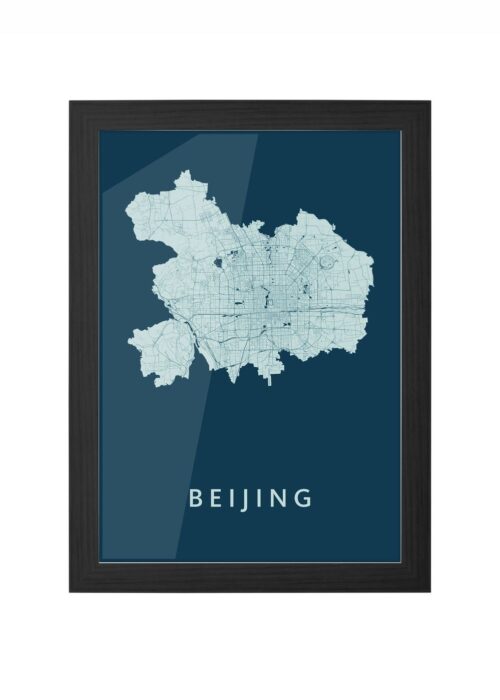 beijing stadskaart poster ingelijst in zwarte lijst