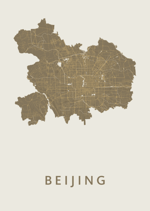 Beijing Stadskaart poster Gold