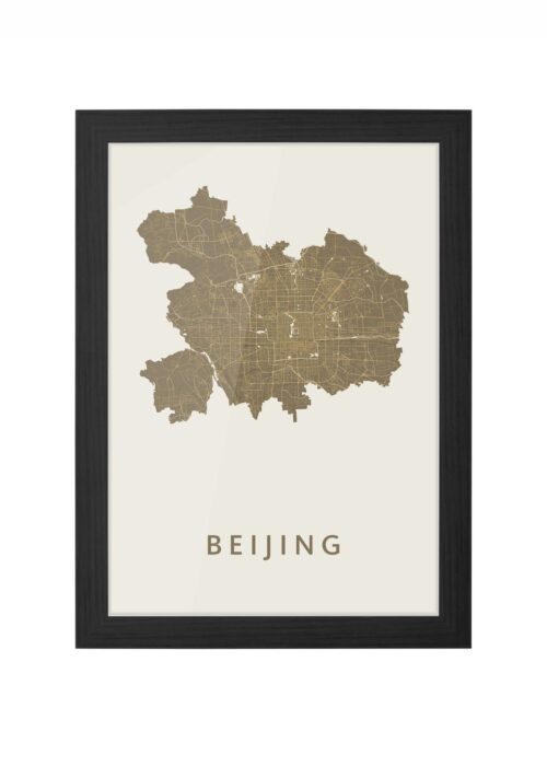 beijing stadskaart poster ingelijst in zwarte lijst