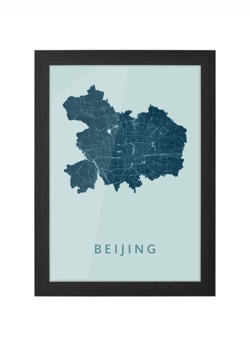 beijing stadskaart poster ingelijst in zwarte lijst