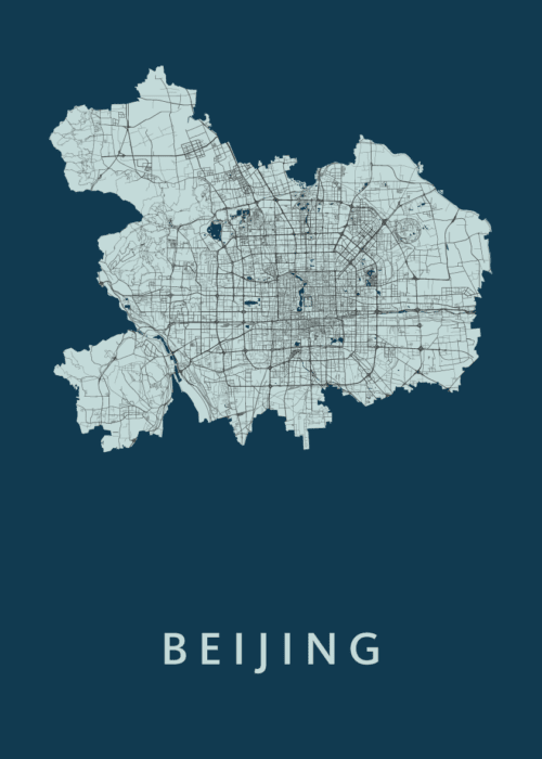 Beijing Stadskaart poster Navy