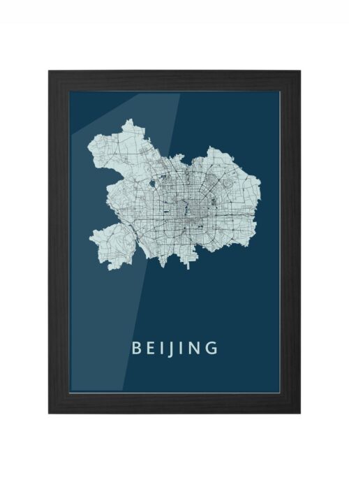 beijing stadskaart poster ingelijst in zwarte lijst
