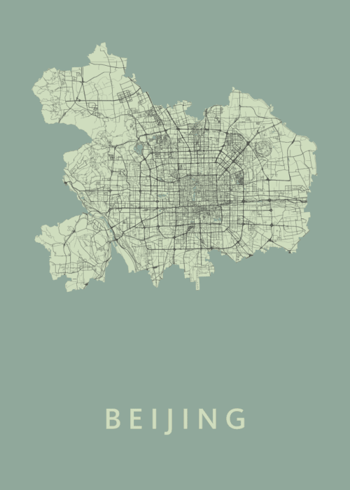 Beijing Stadskaart poster Olive