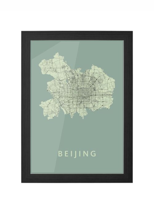 beijing stadskaart poster ingelijst in zwarte lijst