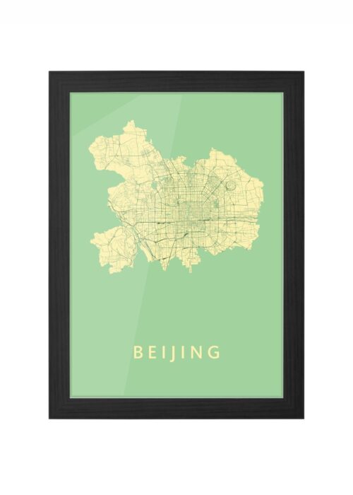 beijing stadskaart poster ingelijst in zwarte lijst