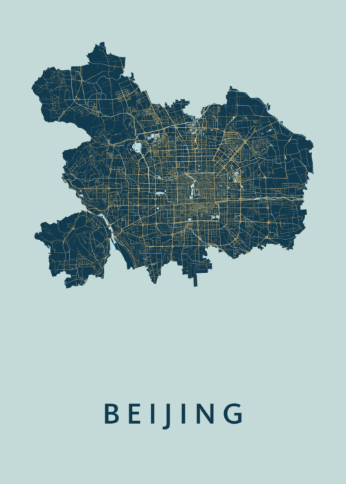 Beijing Stadskaart poster Prussian