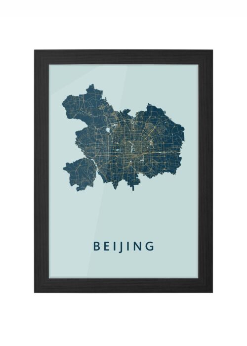 beijing stadskaart poster ingelijst in zwarte lijst