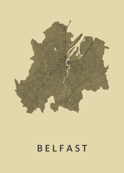 Belfast GoldenRod Stadskaart Poster Kopen