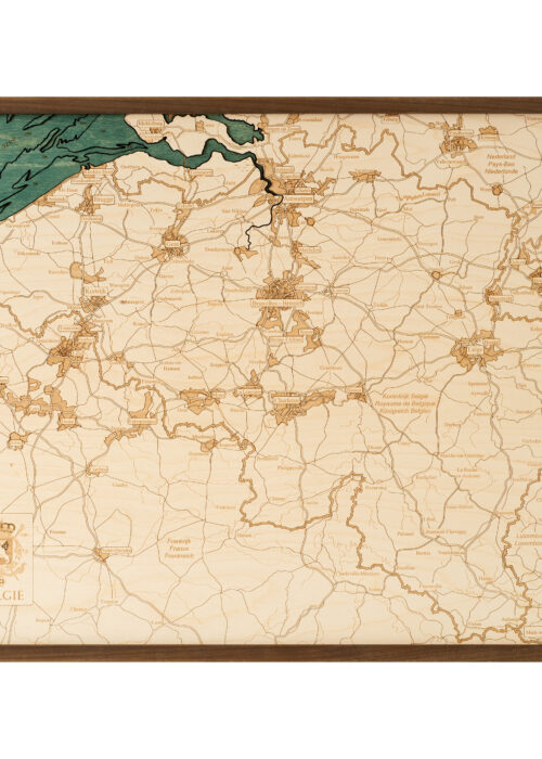 Belgium 3D Reliëf Wandkaart van hout - 81,0 x 61,0 x 6,0 cm