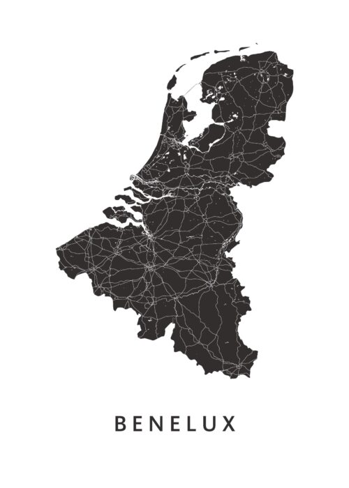 Benelux kaart landkaart poster