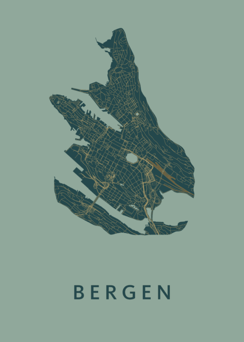 Bergen - Norway Stadskaart poster Amazon