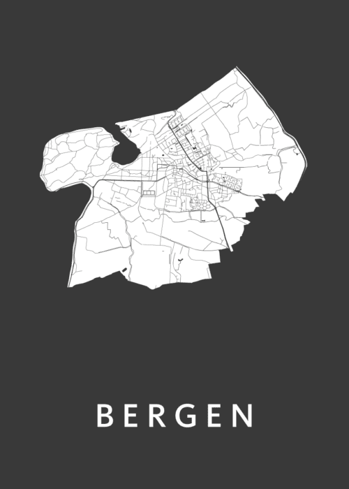 Bergen Black Stadskaart Poster Kopen