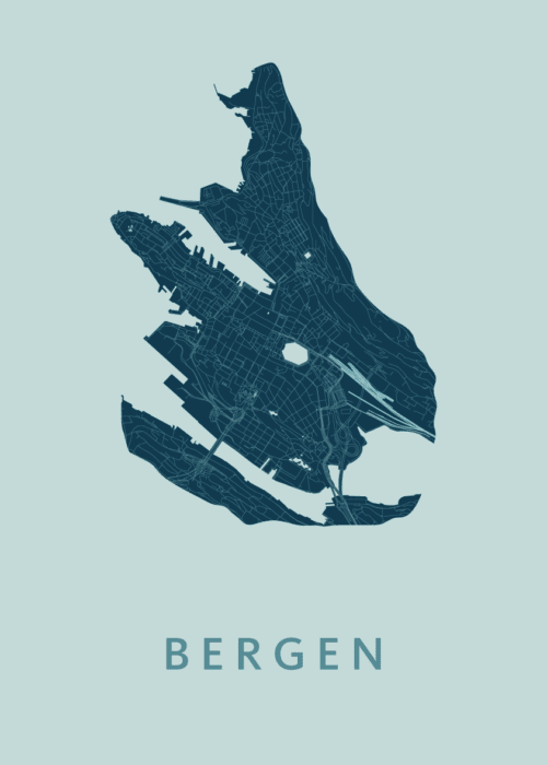 Bergen - Norway Stadskaart poster Mint