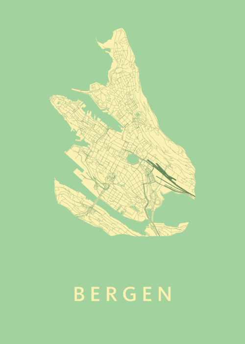 Bergen - Norway Stadskaart poster Spring
