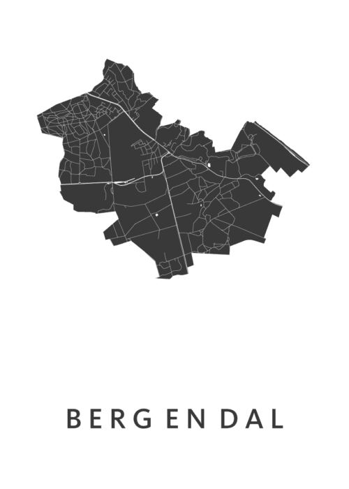 Berg en Dal White Stadskaart Poster Kopen