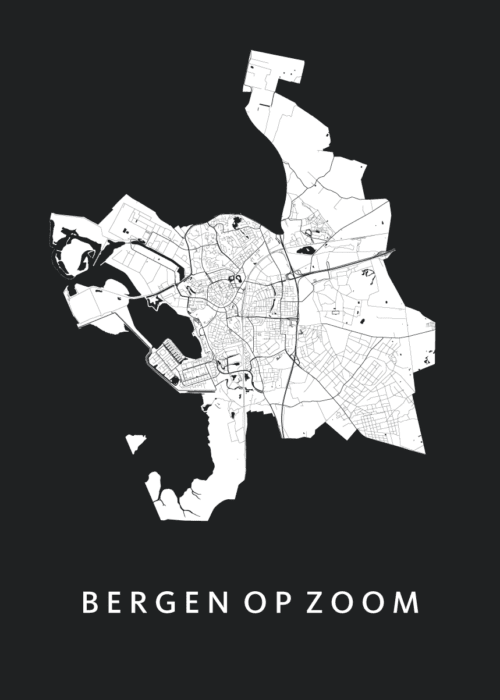 Bergen op Zoom Black Stadskaart Poster Kopen