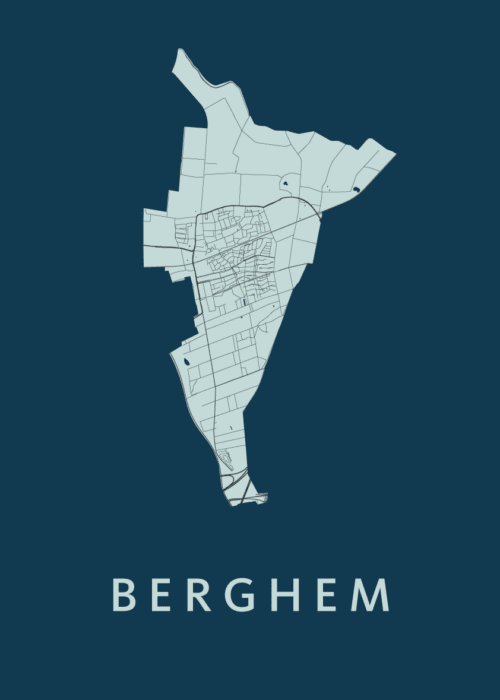 Berghem Navy Stadskaart Poster Kopen