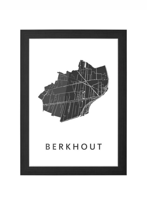 berkhout stadskaart poster ingelijst in zwarte lijst