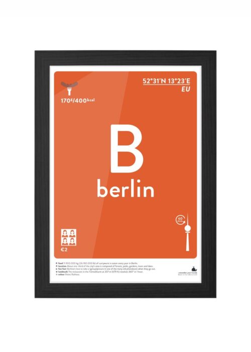 berlin typografie poster ingelijst in zwarte lijst