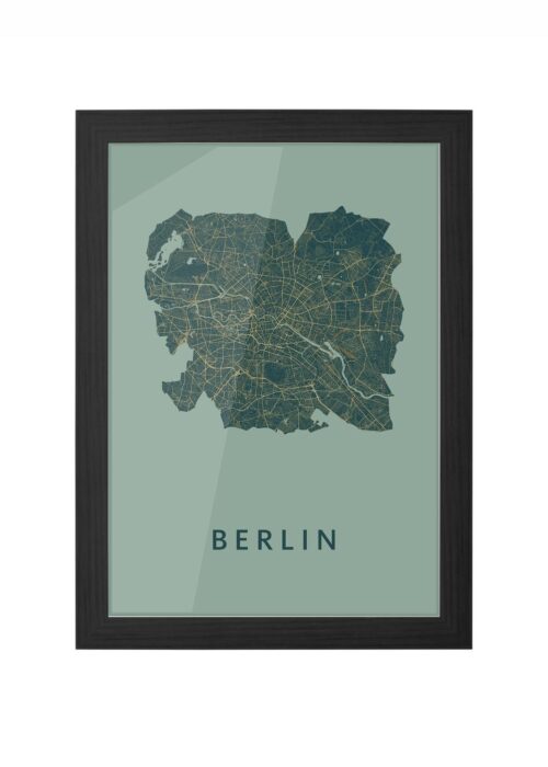 berlijn stadskaart poster kopen ingelijst in zwarte lijst