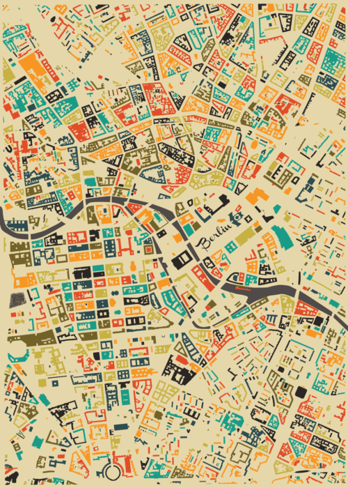 Berlin - Mozaïek Stadskaart poster