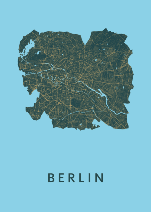 Berlijn stadskaart poster Azure