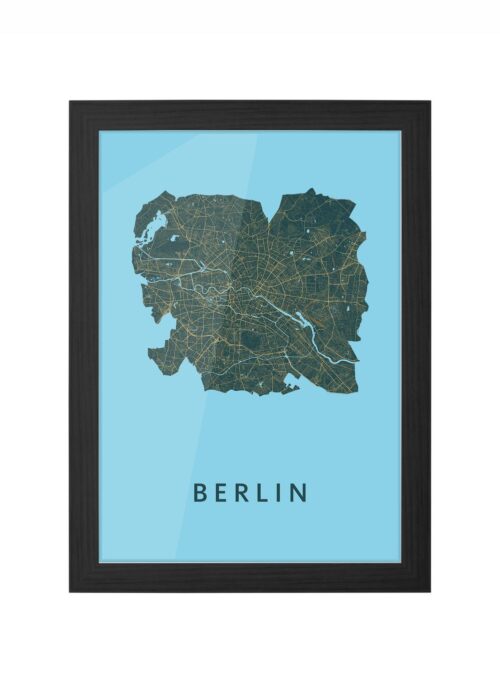 berlijn stadskaart poster kopen ingelijst in zwarte lijst
