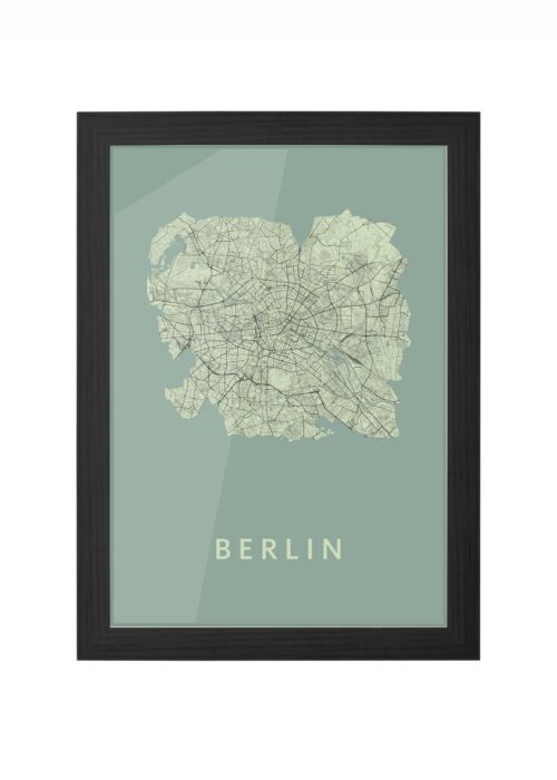 berlijn stadskaart poster kopen ingelijst in zwarte lijst