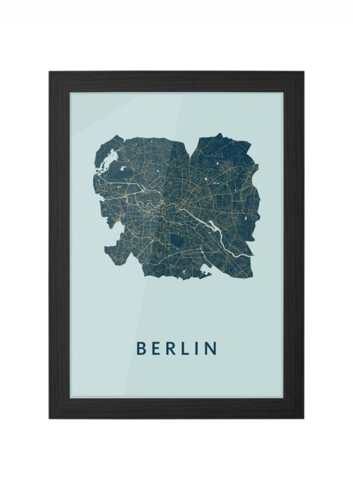berlijn stadskaart poster kopen ingelijst in zwarte lijst