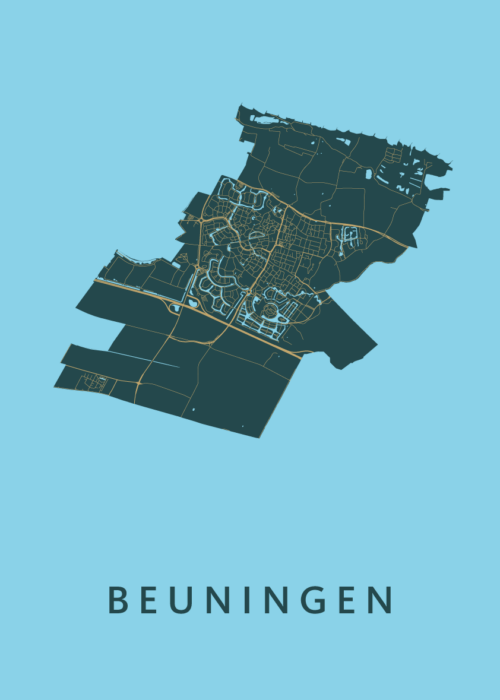 Beuningen Stadskaart poster Azure