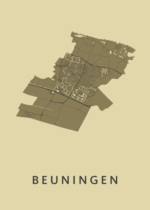 Beuningen Stadskaart poster GoldenRod