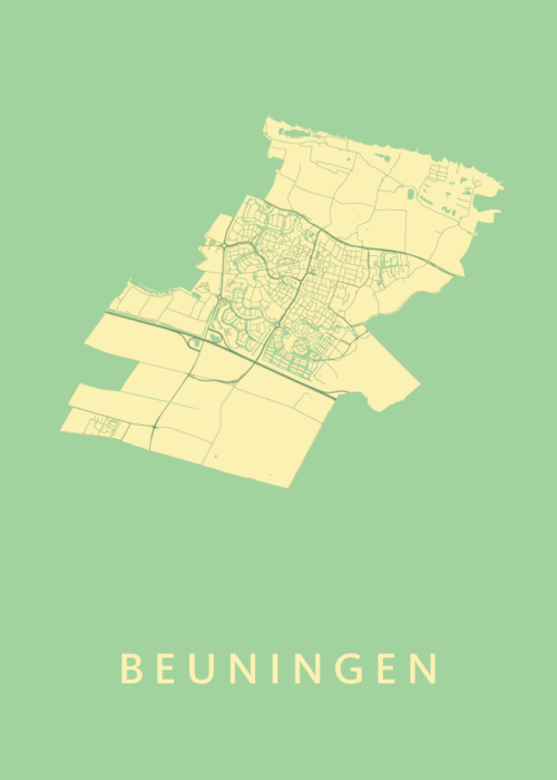 Beuningen Stadskaart poster Spring