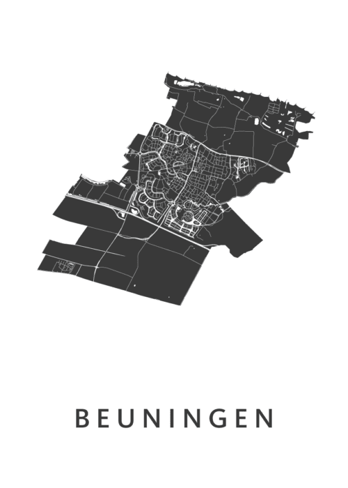 Beuningen White Stadskaart Poster Kopen