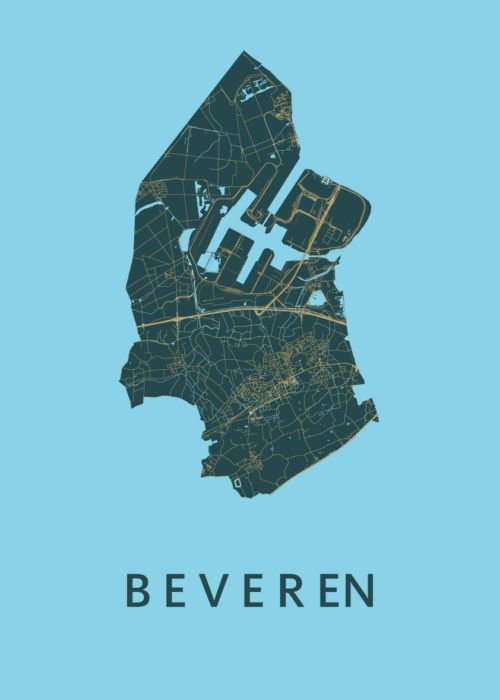 Beveren Azure Stadskaart Poster Kopen
