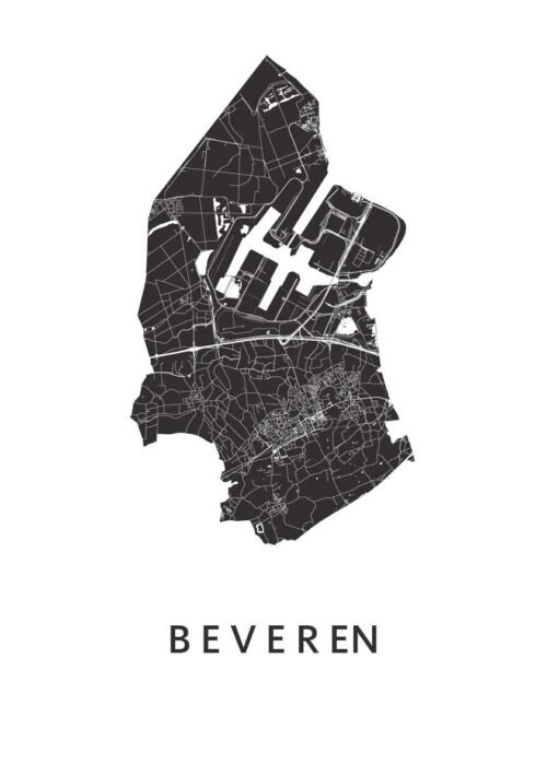 Beveren White Stadskaart Poster Kopen
