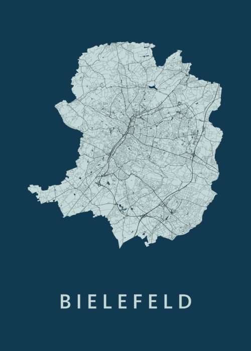 Bielefeld Navy Stadskaart Poster Kopen