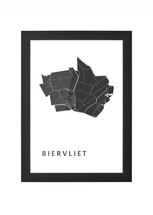biervliet stadskaart poster ingelijst in zwarte lijst
