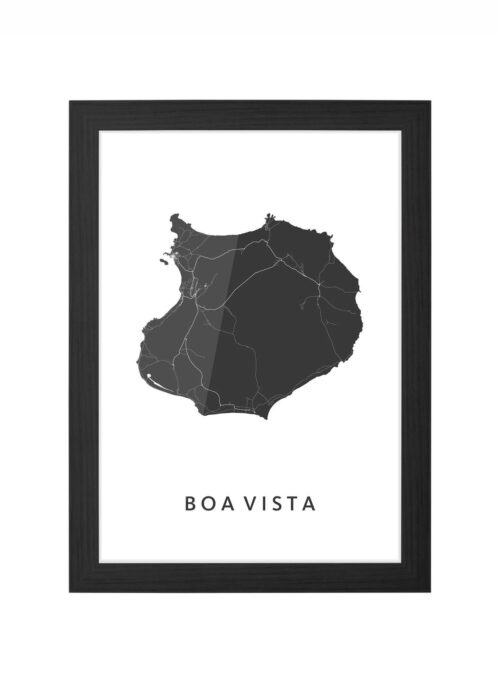 boa vista eilandkaart poster ingelijst in zwarte lijst