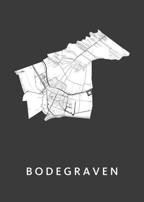 Bodegraven Black Stadskaart Poster Kopen