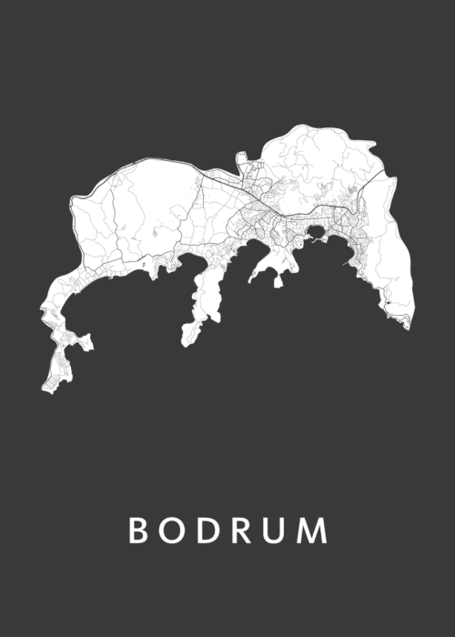 Bodrum Black Stadskaart Poster Kopen